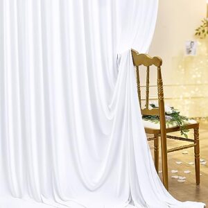 Wrinkle Free White Tulle Backdrop Curtains for Wedding Fabric Party Decorations Backdrops Curtain Sheer Photo Back Drop Drapes Cloth for Baby Shower Birthday Photography Reception 5ftx10ft, 4 Panels