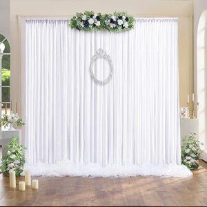 Wrinkle Free White Tulle Backdrop Curtains for Wedding Fabric Party Decorations Backdrops Curtain Sheer Photo Back Drop Drapes Cloth for Baby Shower Birthday Photography Reception 5ftx10ft, 4 Panels