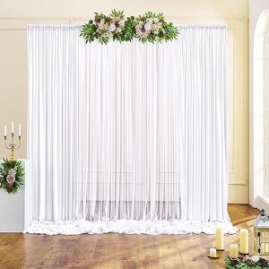 Wrinkle Free White Tulle Backdrop Curtains for Wedding Fabric Party Decorations Backdrops Curtain Sheer Photo Back Drop Drapes Cloth for Baby Shower Birthday Photography Reception 5ftx10ft, 4 Panels