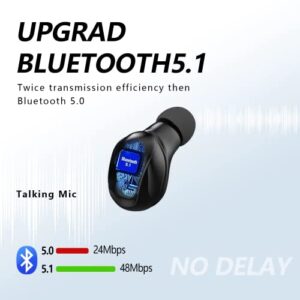 Bluetooth Earphone In-Ear, Wireless Earbuds Touch Control with Microphone, Bluetooth 5.2 Noise Cancelling Headphones, HiFi Stereo, IP67 Waterproof, LED Display Fast Charging Case, for Sport and Work.