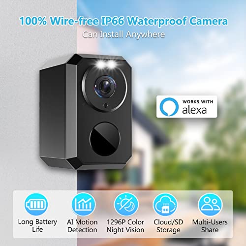 Uniter 2k Home Security Cameras Wireless Outdoor WiFi Waterproof Outside Front Door Garage Surveillance Camera Long Range Motion Sensor Night Vision with Phone app