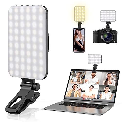 ANAUTIN Selfie Light, 60 LED 2200mAh Rechargeable Cell Phone Fill Light 7 Modes, 10-Level Brightness, Portable Clip on Light for Phone/Tablet/Laptop, Zoom Call Vlog Makeup TikTok Video Fill Light