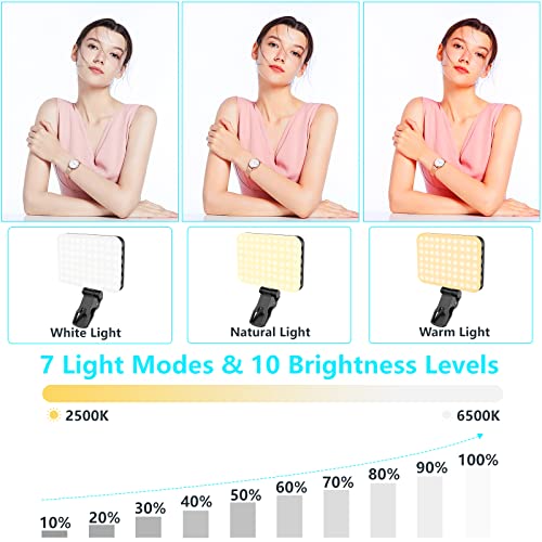 ANAUTIN Selfie Light, 60 LED 2200mAh Rechargeable Cell Phone Fill Light 7 Modes, 10-Level Brightness, Portable Clip on Light for Phone/Tablet/Laptop, Zoom Call Vlog Makeup TikTok Video Fill Light