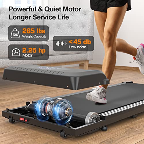 Walking Pad, Under Desk Treadmill, Treadmills for Home, DAEYEGIM Walking Running Machine Portable Desk Treadmill with Wheels & Installation Free with Remote for Home Office - Black