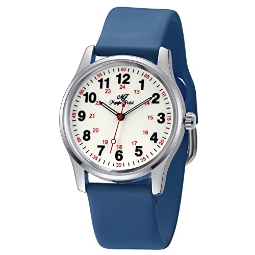 ManChDa Nurse Watches for Women Silicone Watch Medical Watch for Women Men Students Kids with Second Hand Nursing Watch Waterproof Watches for Nurses Lady Children Kids Easy to Read 24 Hours Blue