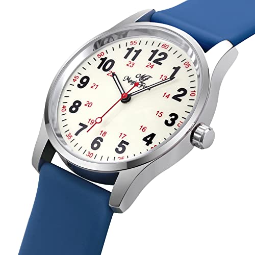 ManChDa Nurse Watches for Women Silicone Watch Medical Watch for Women Men Students Kids with Second Hand Nursing Watch Waterproof Watches for Nurses Lady Children Kids Easy to Read 24 Hours Blue