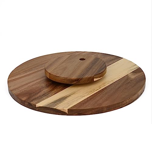 EPOEYK 13" Wooden Lazy Susan Organizer Acacia Wood Turntable for Cabinet and Table Versatile Kitchen Storage Solution with 3mm Lip to Protect (Acacia Wood)