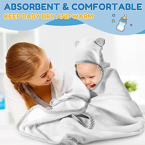 Oudain 6 Pieces Hooded Baby Towels Baby Bath Towel with Ears Hooded Soft Absorbent Coral Fleece Newborn Towels 30 x 30 Inch Infant Towels Toddler Bath Blanket Towels Supplies