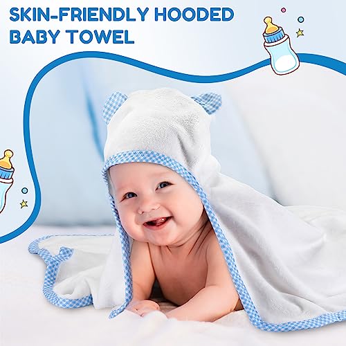 Oudain 6 Pieces Hooded Baby Towels Baby Bath Towel with Ears Hooded Soft Absorbent Coral Fleece Newborn Towels 30 x 30 Inch Infant Towels Toddler Bath Blanket Towels Supplies