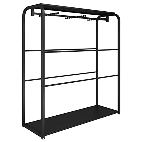 zktoermn Floor Standing Metal Retail Display Rack, Modern Industrial Pipe Hanging Rods Clothing Rack Underwear/Bra/Swimsuit/Sock Organizer Shelf Easy to Assemble (Color : Black, Size : 150x40x130cm)