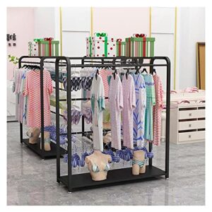 zktoermn Floor Standing Metal Retail Display Rack, Modern Industrial Pipe Hanging Rods Clothing Rack Underwear/Bra/Swimsuit/Sock Organizer Shelf Easy to Assemble (Color : Black, Size : 150x40x130cm)