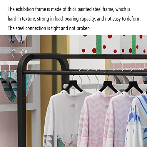 zktoermn Floor Standing Metal Retail Display Rack, Modern Industrial Pipe Hanging Rods Clothing Rack Underwear/Bra/Swimsuit/Sock Organizer Shelf Easy to Assemble (Color : Black, Size : 150x40x130cm)