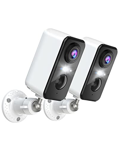 Wireless Cameras for Home Security Outdoor, 2K Color Night Vision Battery Powered WiFi Security Camera Spotlight/Siren Motion Detection 2-Way Talk Waterproof Cloud Storage Outdoor Camera Wireless 2PCS