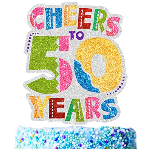 Picado theme cheers to the year cake topper - 50th birthday cheers party, or 50th anniversary party decoration - SugarGera