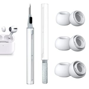 [3 pairs] replacement ear tips for airpods pro and airpods pro 2nd generation with noise reduction hole, 3 in 1 cleaner kit for airpods 1 2 3 pro/pro 2, silicone ear tips for airpods pro (s/m/l)