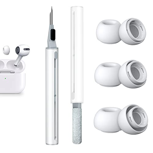 [3 Pairs] Replacement Ear Tips for AirPods Pro and AirPods Pro 2nd Generation with Noise Reduction Hole, 3 in 1 Cleaner Kit for AirPods 1 2 3 Pro/Pro 2, Silicone Ear Tips for AirPods Pro (S/M/L)