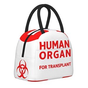 zhung ree funny nurse lunch bag, human organ for transplant lunch box portable waterproof reusable and thermal work meal lunch tote funny cooler lunch bag for school office outdoor picnic