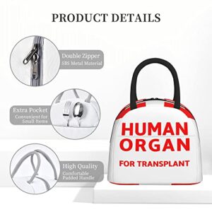 Zhung Ree Funny Nurse Lunch Bag, Human Organ for Transplant Lunch Box Portable Waterproof Reusable and Thermal Work Meal Lunch Tote Funny Cooler Lunch Bag for School Office Outdoor Picnic