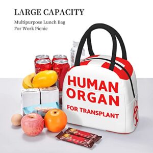 Zhung Ree Funny Nurse Lunch Bag, Human Organ for Transplant Lunch Box Portable Waterproof Reusable and Thermal Work Meal Lunch Tote Funny Cooler Lunch Bag for School Office Outdoor Picnic