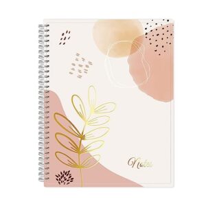 sunee large spiral notebook, journal for women, aesthetic cute abstract notebook with pockets, flexible cover, college ruled paper, 11" x 8-1/2", 80 sheets - 160 pages, for work, school supplies
