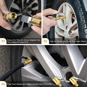 Brass Locking Tire Air Chuck, Tire Inflator Hose Adapter for Twist On Connection Convert to Lock On, No Air Leakage Air Compressor Pump Clip On Tire Chucks, Tire Nozzle with Tire Valve Thread