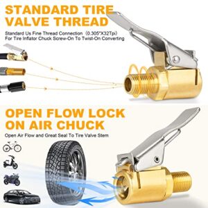 Brass Locking Tire Air Chuck, Tire Inflator Hose Adapter for Twist On Connection Convert to Lock On, No Air Leakage Air Compressor Pump Clip On Tire Chucks, Tire Nozzle with Tire Valve Thread