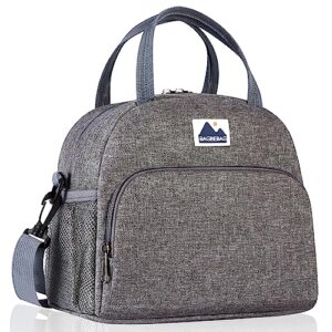 bagbebag lunch bag women, insulated lunch bag for women man, large adult lunch box with adjustable strap, premium cooler tote bag for office work picnic (gray)