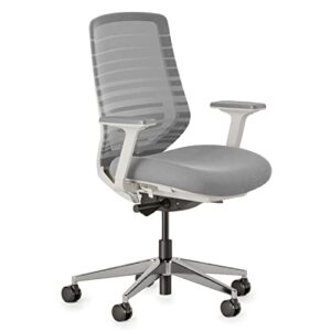 branch ergonomic chair - a versatile desk chair with adjustable lumbar support, breathable mesh backrest, and smooth wheels - experience optimal comfort and support - pebble - white
