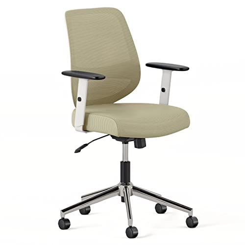 Branch Daily Chair - Sustainable and Stylish Mesh Computer Office Chair with Swivel, Lumbar Rest, and Adjustable Armrests - Comfortable Seating for Improved Posture and Productivity - Green-White