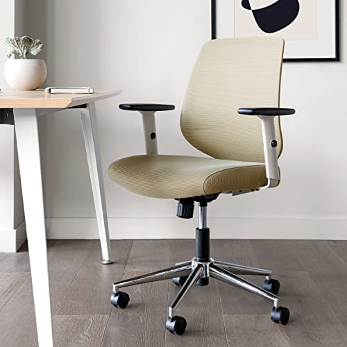 Branch Daily Chair - Sustainable and Stylish Mesh Computer Office Chair with Swivel, Lumbar Rest, and Adjustable Armrests - Comfortable Seating for Improved Posture and Productivity - Green-White