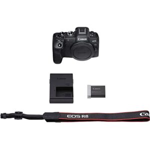 Canon EOS R8 Mirrorless Camera (5803C002) + 64GB Memory Card + Bag + Charger + LPE17 Battery + Card Reader + Memory Wallet + Cleaning Kit (Renewed)