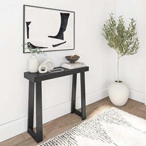 plank+beam solid wood console table, 36”, sofa table, narrow entryway table for hallway, behind the couch, living room, foyer, easy assembly, black