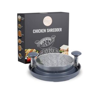 konvivial living pro chicken shredder tool twist with clear lid, 9.5", meat shredder, shredded chicken, shred machine, dishwasher safe, anti-slip base, bpa free