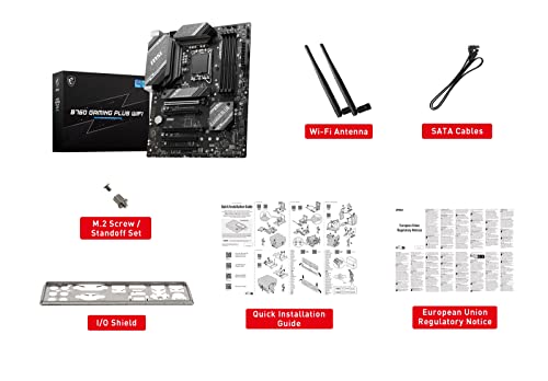 MSI B760 Gaming Plus WiFi Gaming Motherboard (Supports 12th/13th Gen Intel Processors, LGA 1700, DDR5, PCIe 4.0, M.2, 2.5Gbps LAN, USB 3.2 Gen2, Wi-Fi 6E, ATX)