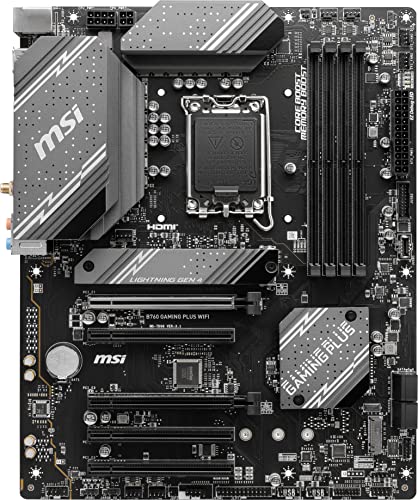 MSI B760 Gaming Plus WiFi Gaming Motherboard (Supports 12th/13th Gen Intel Processors, LGA 1700, DDR5, PCIe 4.0, M.2, 2.5Gbps LAN, USB 3.2 Gen2, Wi-Fi 6E, ATX)