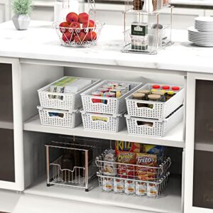 Simple Houseware 6-Pack Plastic Stackable Storage Basket Pantry Organizer, White