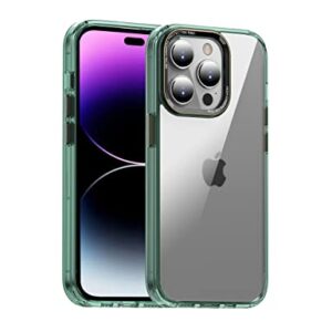 Kakalux iPhone 14Pro Compatible Clear case with Metal Lens Protection, Two-Tone Individual Metal Buttons and Cushioned airbag Drop Protection for iPhone 14Pro -（Green）.