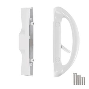 naubea sliding patio door handle replacement parts, sliding glass door handle set without key, replace old or damaged sliding door lock, fit 1-1/2" to 1-3/4" thick doors, 3-15/16" screw hole spacing