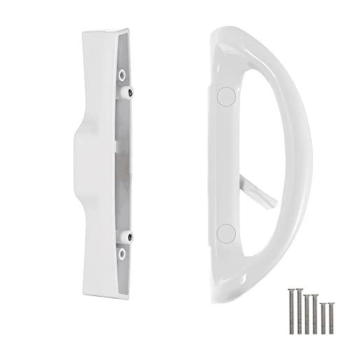 naubea Sliding Patio Door Handle Replacement Parts, Sliding Glass Door Handle Set Without Key, Replace Old or Damaged Sliding Door Lock, Fit 1-1/2" to 1-3/4" Thick Doors, 3-15/16" Screw Hole Spacing