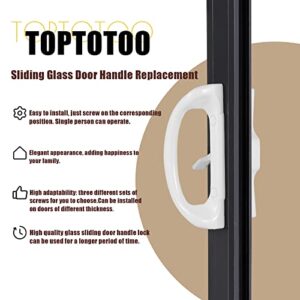 ToPToToo Sliding Glass Door Handle Replacement, Non-Keyed Sliding Patio Door Handle Hardware,Sliding Screen Door Handle Reversible Design for Sliding Door Lock, Fit 3-15/16" Screw Hole Spacing