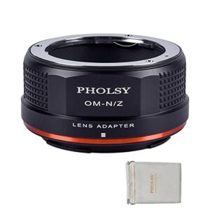 pholsy lens mount adapter compatible with olympus zuiko om lens to nikon z mount camera body compatible with nikon z fc, z30, z9, z8, z6 ii, z7 ii, z6, z7, z5, z50