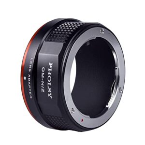 PHOLSY Lens Mount Adapter Compatible with Olympus Zuiko OM Lens to Nikon Z Mount Camera Body Compatible with Nikon Z fc, Z30, Z9, Z8, Z6 II, Z7 II, Z6, Z7, Z5, Z50