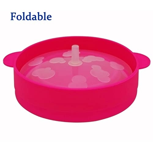 Mini Microwave Popcorn Popper, BPA Free Silicone Popcorn Popper Microwave Collapsible, Microwave Popcorn Maker, Microwave Popcorn Bowl, Dishwasher Safe (Vibrant Pink)