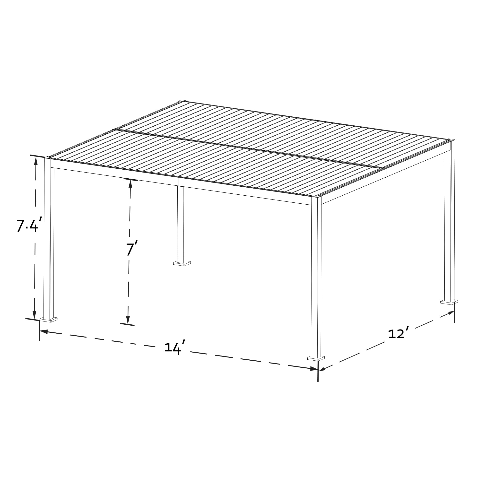 Kozyard Elizabeth Outdoor Louvered Pergola Sun Shade Aluminum Pergola Rainproof Gazebo with Adjustable Roof for Outdoor Deck Patio Garden Yard (12' x 14', White)