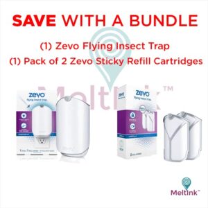 MELTINK ZEVO Indoor Flying Insect Trap for Fruit Flies, Gnats, and House Flies (1 Plug-in Base + 3 Refill Cartridge)