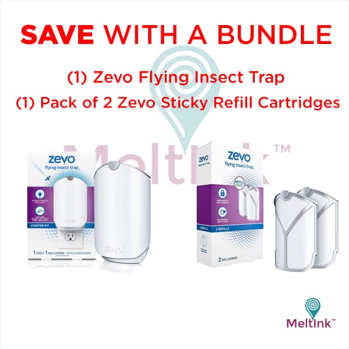 MELTINK ZEVO Indoor Flying Insect Trap for Fruit Flies, Gnats, and House Flies (1 Plug-in Base + 3 Refill Cartridge)