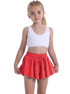 heyielda flowy shorts for teen girls athletic gym running biker shorts preppy youth butterfly shorts（red-s）