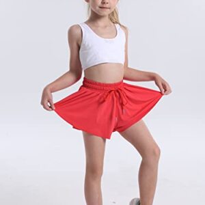 Heyielda Flowy Shorts for Teen Girls Athletic Gym Running Biker Shorts Preppy Youth Butterfly Shorts（Red-S）