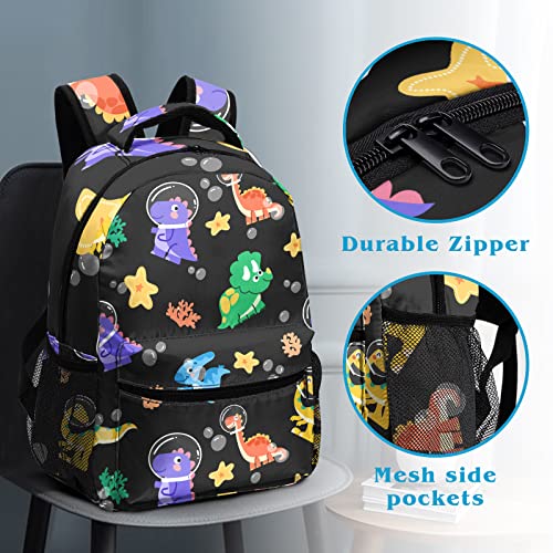 Dacawin Cute Dinosaurs Backpack Ocean Theme Cartoon Animals Backpacks Dino Starfish Corals Casual Daypack Lightweight Durable Elementary School Bags for Toddler Kids Boys Girls