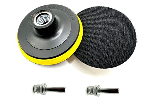 Pro-Graad 2 Pack 4" Hook and Loop Backing Pads Foam Backer Pad with 5/8”-11 – 4 inch Backup Pads for use with Angle Grinder or Drill Sanding Polishing Discs – Includes 2pcs 0.30” (8mm) Shank Adapters